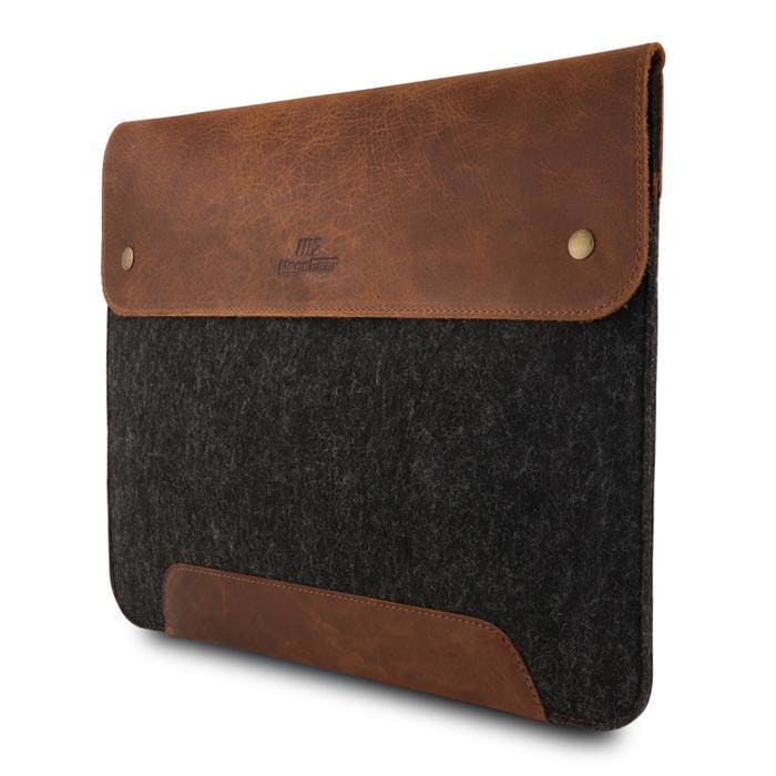 MegaGear Fine Leather and Fleece Sleeve Bag for MacBook Pro, MacBook Air and iPad Case