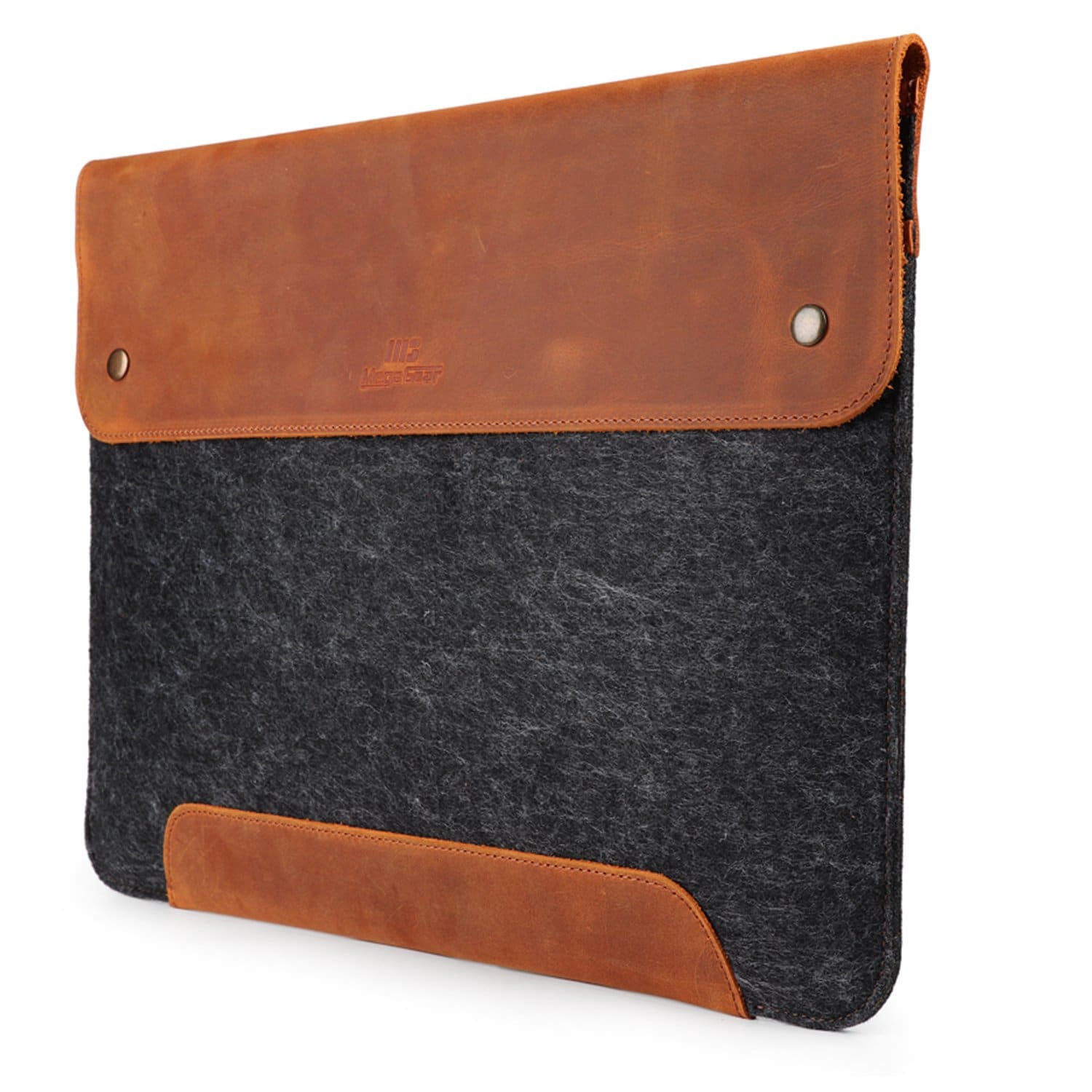 MegaGear Fine Leather and Fleece Sleeve Bag for MacBook Pro, MacBook Air and iPad Case